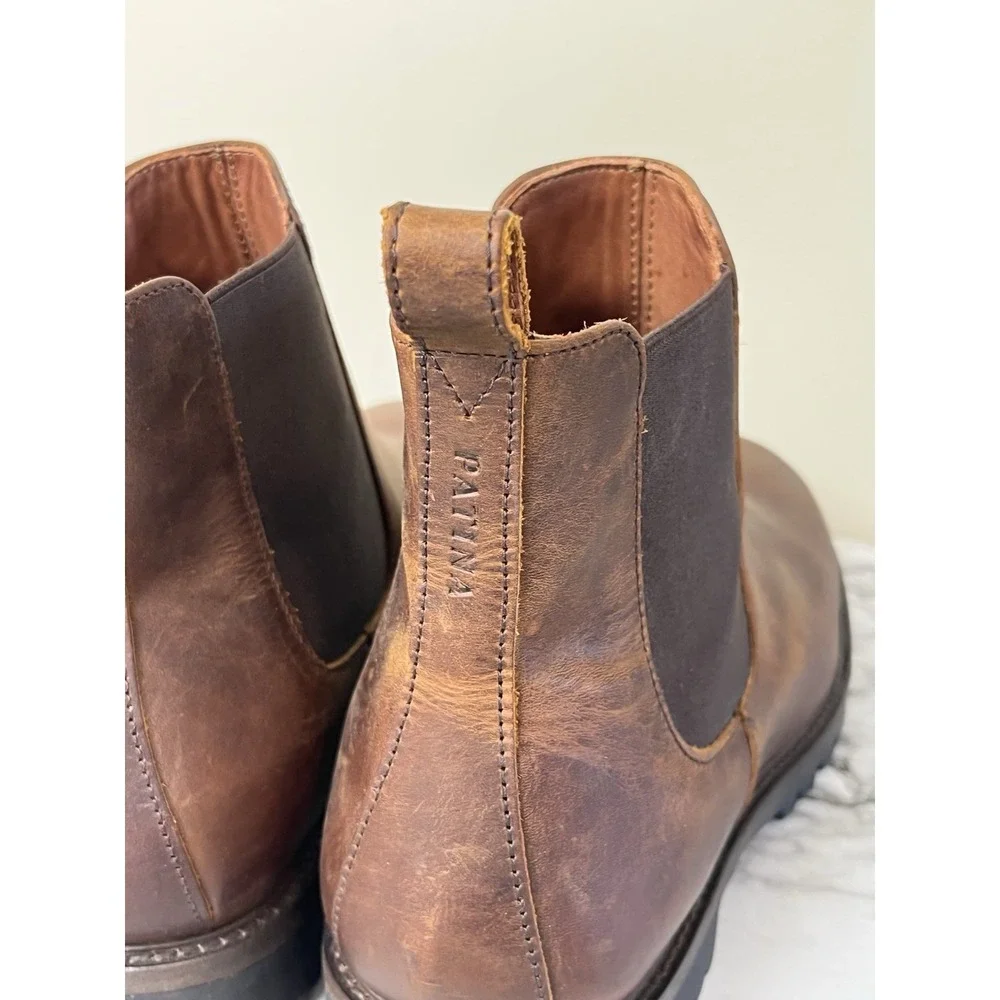 PORTLAND LEATHER Patina Footwear Chelsea Boots Men's Brown Size 11.5 Hipster
